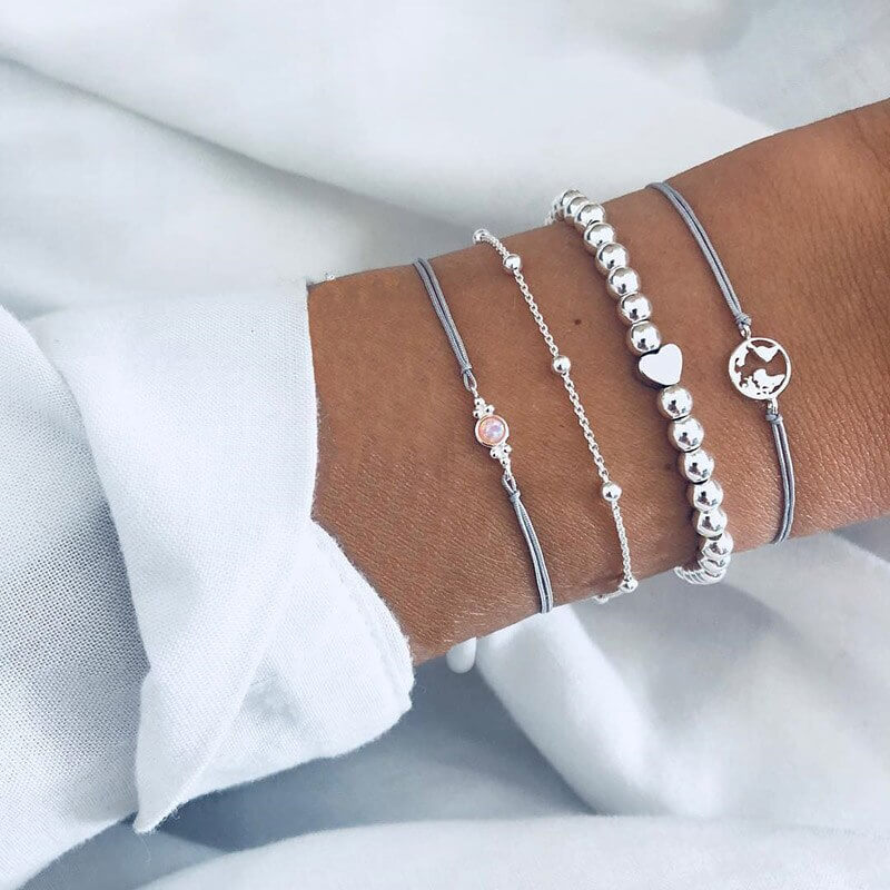 "Love in Gray" Bracelet Set